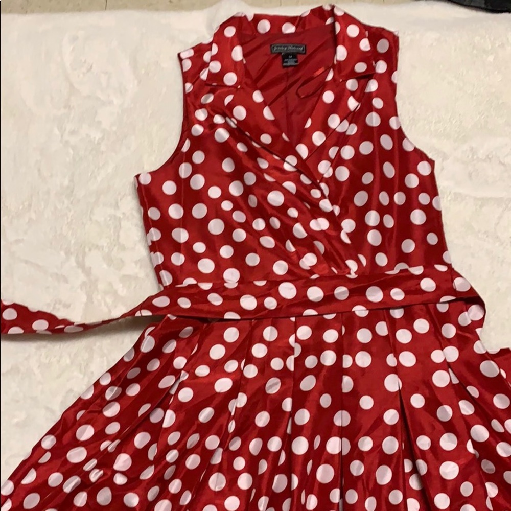 Jessica Howard Red Polka Dot Retro Dress size 14